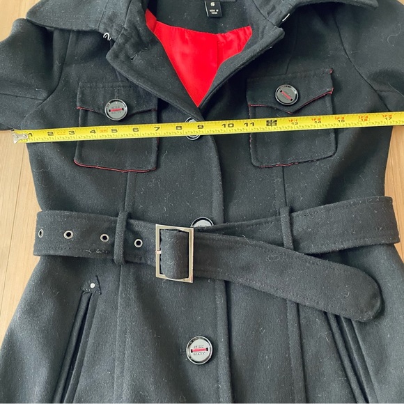 Miss Sixty M60 Wool Blend Coat Women’s Size Small Red Lining Black Belated - Picture 10 of 13